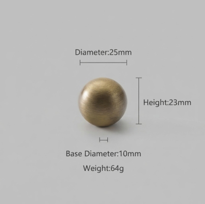 French Vintage Solid Antique Brass Ball-End Cabinet Pulls