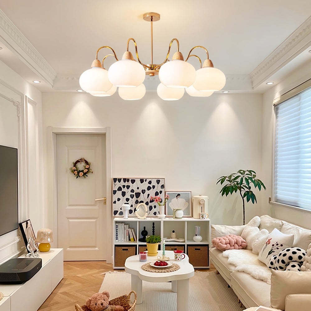 Glass Persimmon Foyer Chandelier -Homdiy