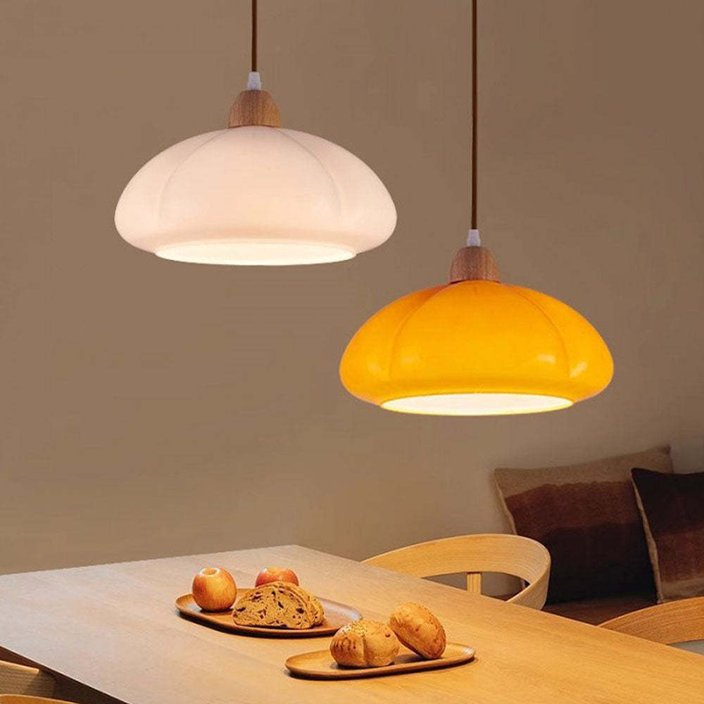Vintage Pumpkin Glass Pendant Hanging Lamp -Homdiy