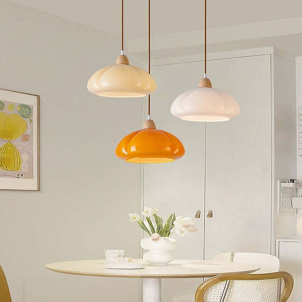 Vintage Pumpkin Glass Pendant Hanging Lamp -Homdiy
