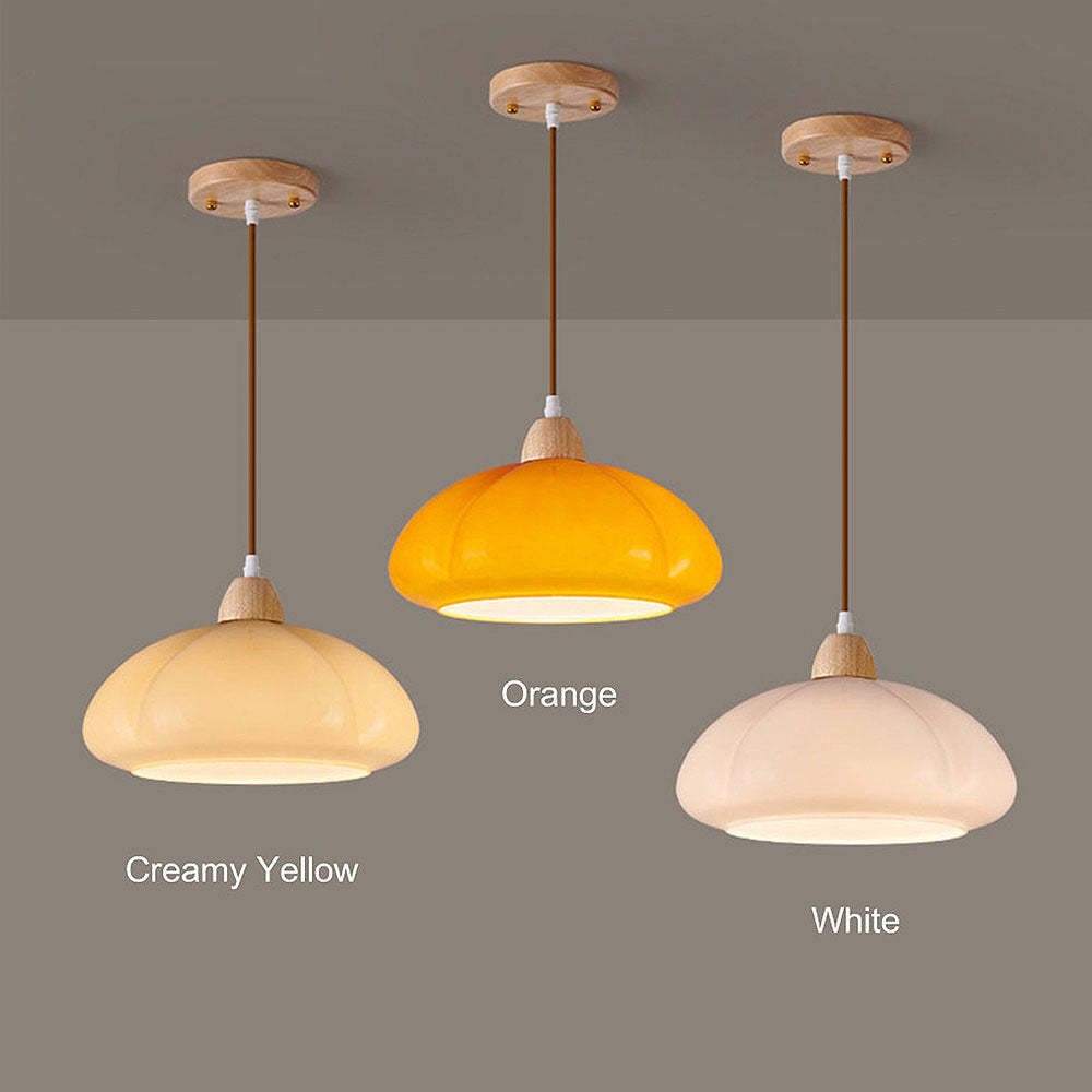 Vintage Pumpkin Glass Pendant Hanging Lamp -Homdiy