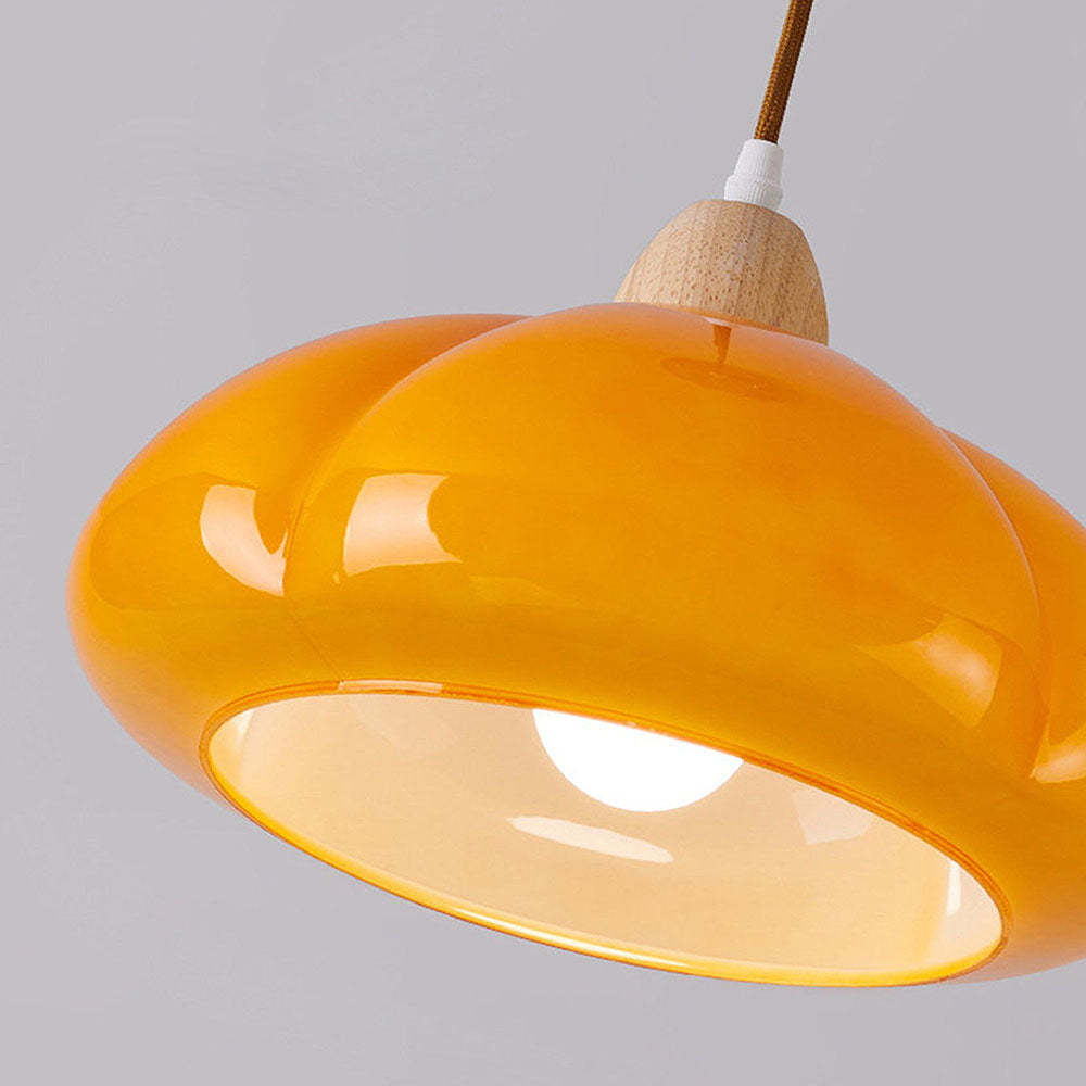 Vintage Pumpkin Glass Pendant Hanging Lamp -Homdiy
