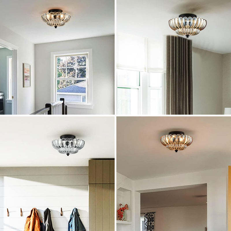 Semi Flush Mount Ceiling Lights Umbrella Shape Glass Lamp -Homdiy