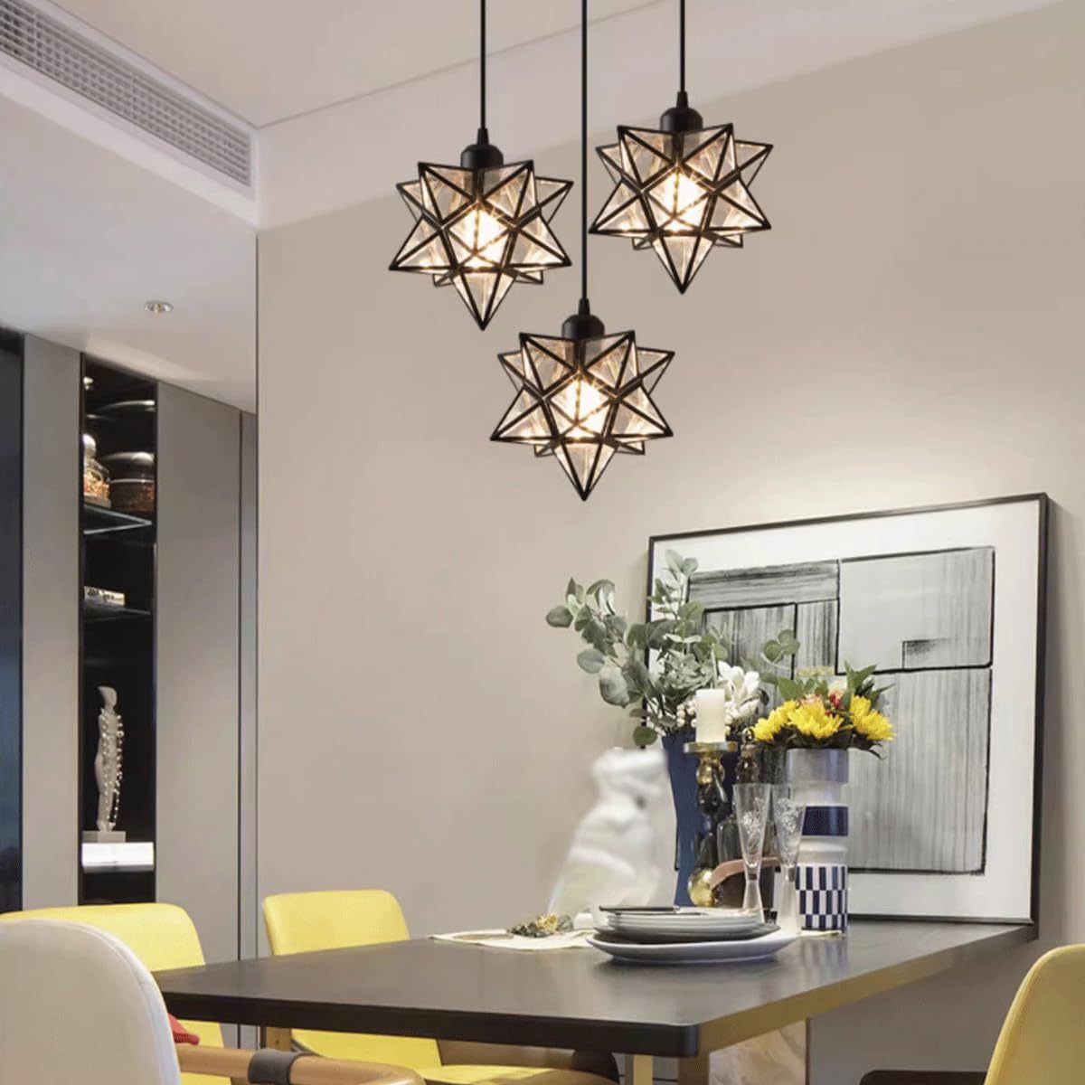 Art Deco Star Shape Glass Island Pedant Light -Homdiy