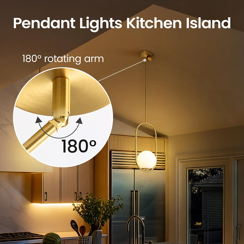 Elegant Brass 1-Light Globe Pendant Fixture for Bedroom