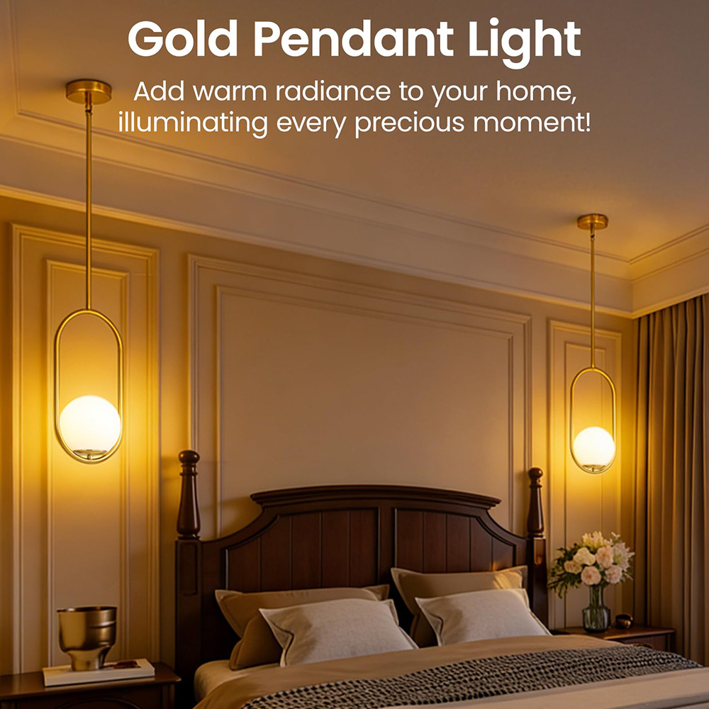 Elegant Brass 1-Light Globe Pendant Fixture for Bedroom