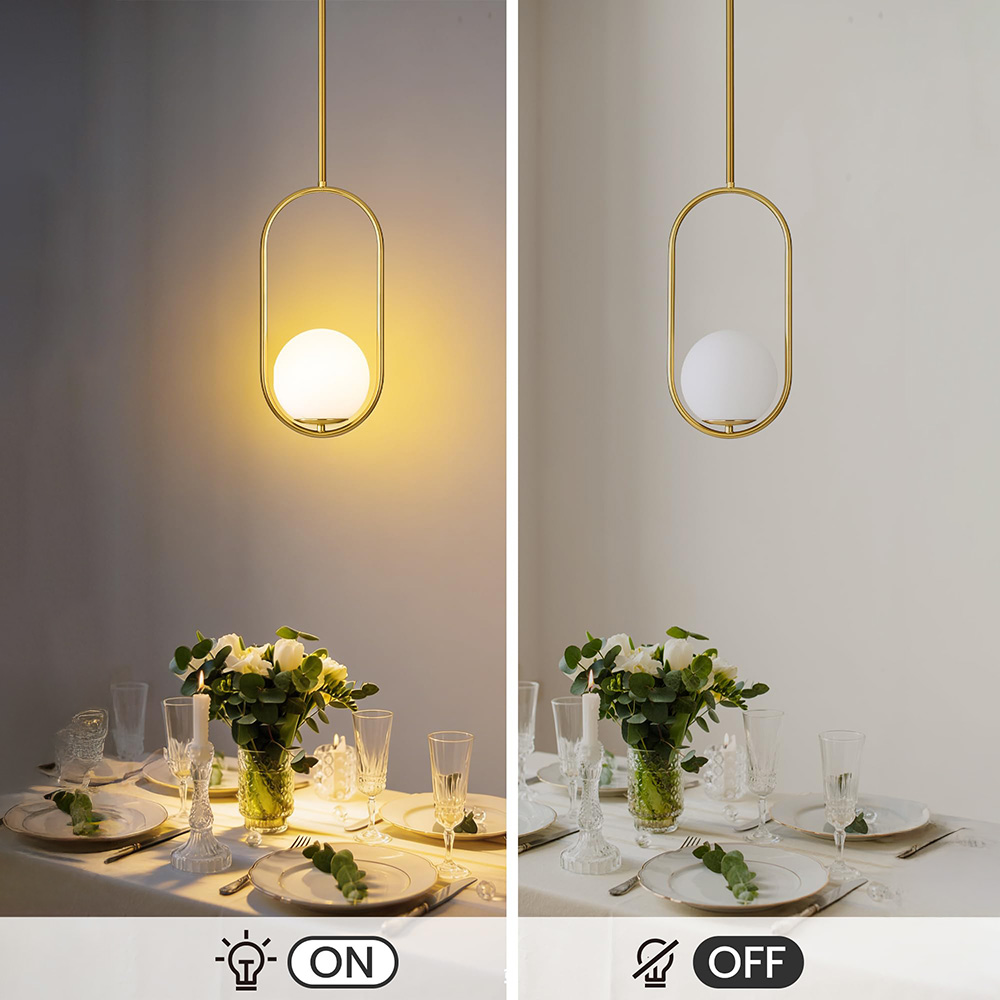 Elegant Brass 1-Light Globe Pendant Fixture for Bedroom