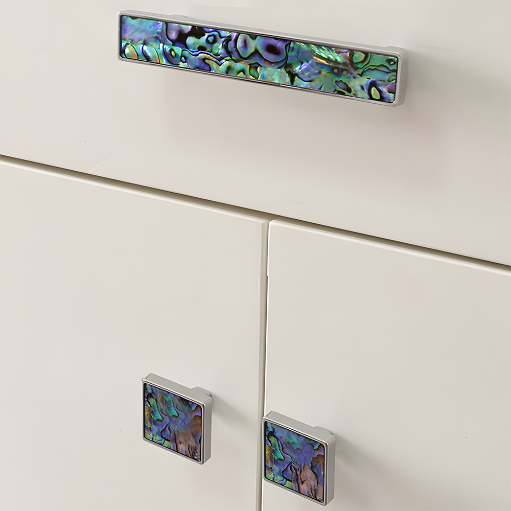 Luxury Natural Shell White Cabinet Pulls Brass Drawer Knobs