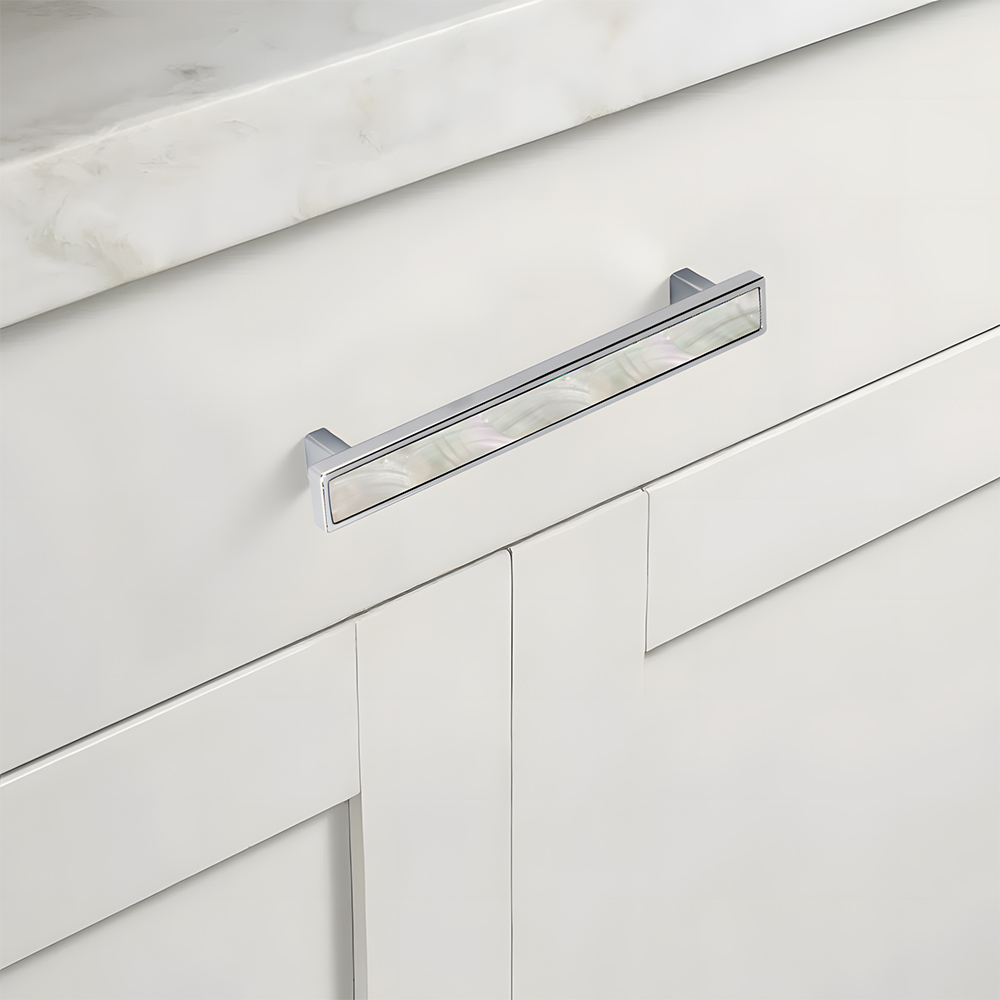 Luxury Natural Shell White Cabinet Pulls Brass Drawer Knobs