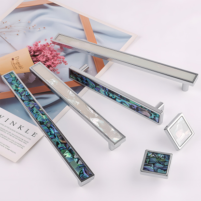 Luxury Natural Shell White Cabinet Pulls Brass Drawer Knobs