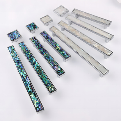 Luxury Natural Shell White Cabinet Pulls Brass Drawer Knobs