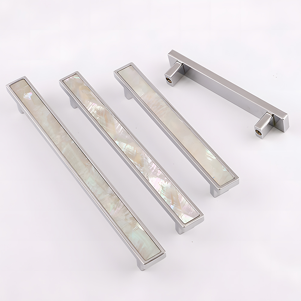 Luxury Natural Shell White Cabinet Pulls Brass Drawer Knobs