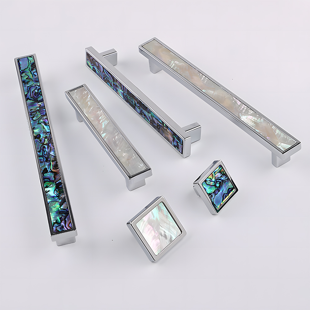 Luxury Natural Shell White Cabinet Pulls Brass Drawer Knobs