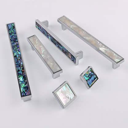 Luxury Natural Shell White Cabinet Pulls Brass Drawer Knobs