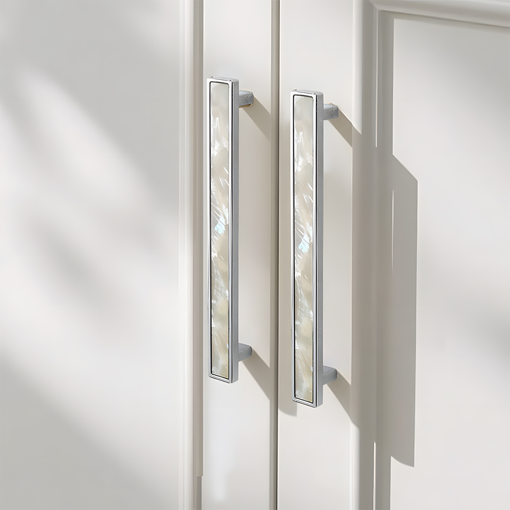 Luxury Natural Shell White Cabinet Pulls Brass Drawer Knobs