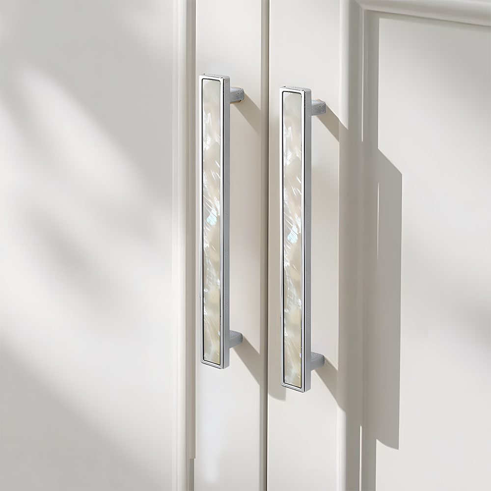 Luxury Natural Shell White Cabinet Pulls Brass Drawer Knobs
