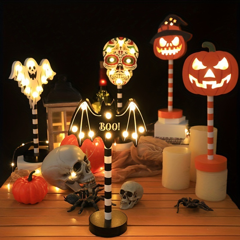 Halloween LED Wooden Figurine Table Lights