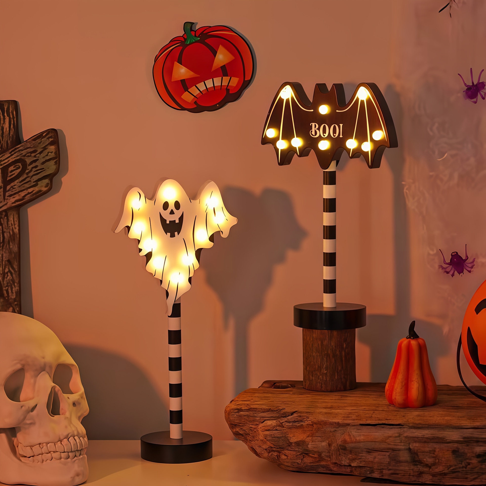 Halloween LED Wooden Figurine Table Lights