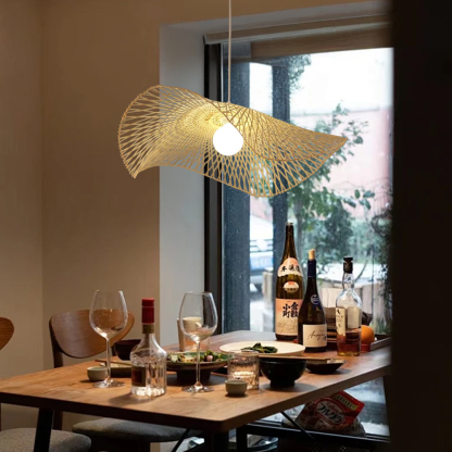 Handmade Bamboo Woven Pendant Light Country Wicker Lamp Shade