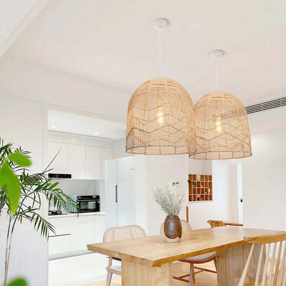 Handmade Basket Rattan Pendant Light Shades -Homdiy