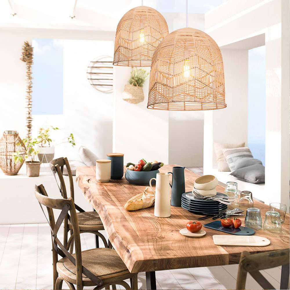 Handmade Basket Rattan Pendant Light Shades -Homdiy