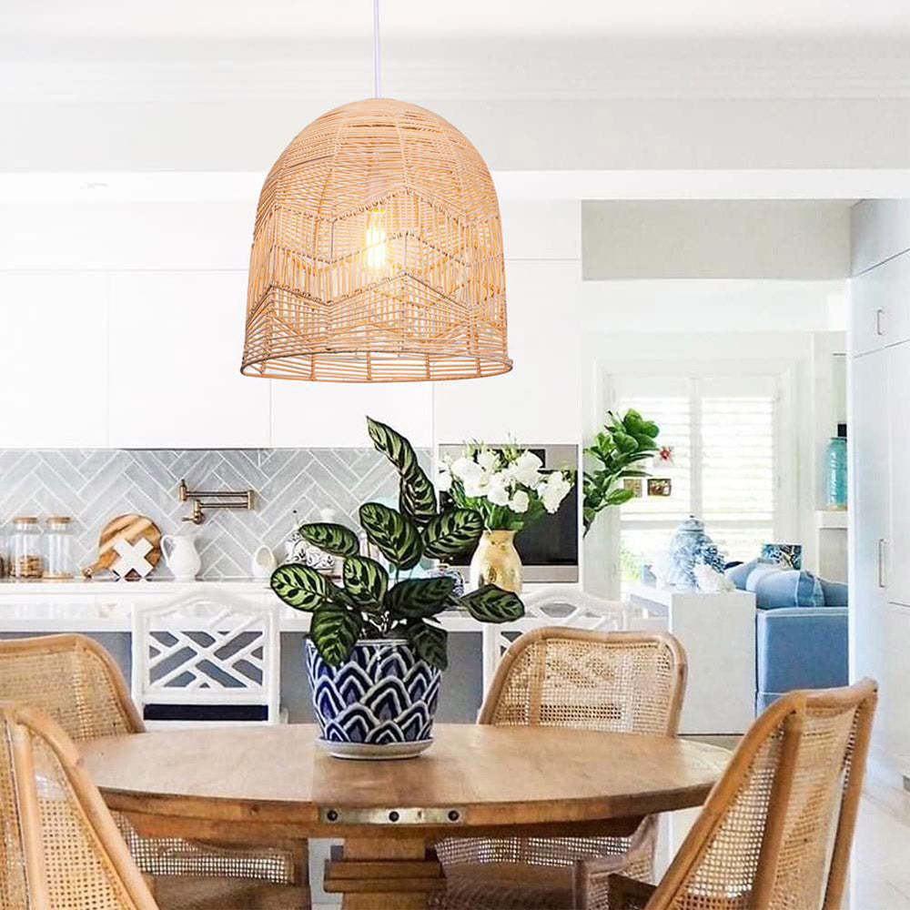 Handmade Basket Rattan Pendant Light Shades -Homdiy