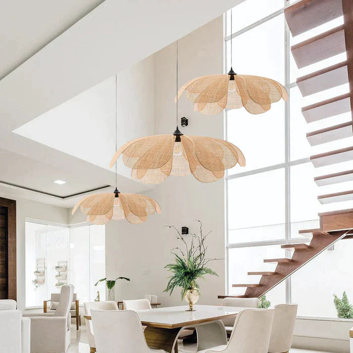 Vintage Petal Rattan Ceiling Pendant Light