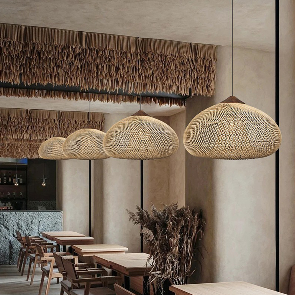Handwoven Wabi-Sabi Rattan Pendant Light