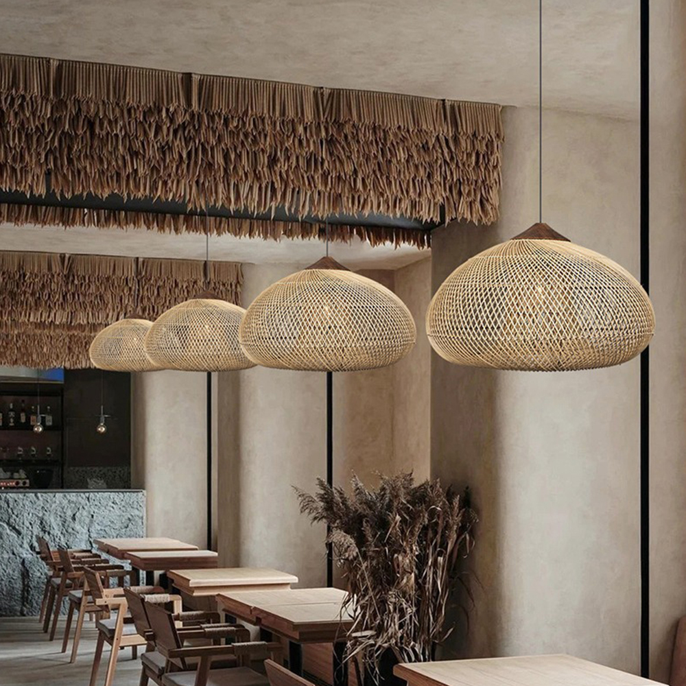 Handwoven Wabi-Sabi Rattan Pendant Light