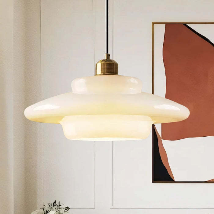 Mid Century Art Milk White Glass Pendant Light
