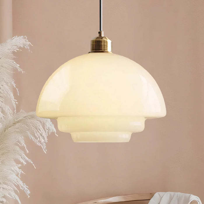 Mid Century Art Milk White Glass Pendant Light