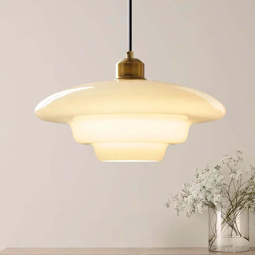 Mid Century Art Milk White Glass Pendant Light
