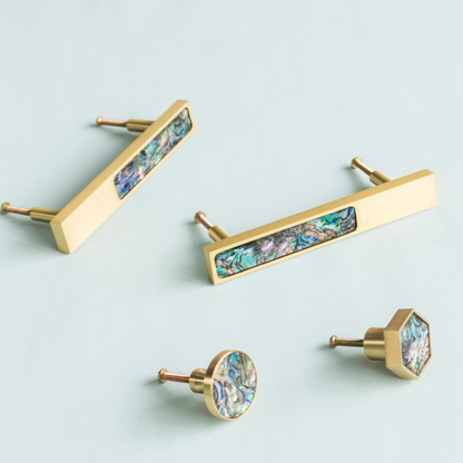 Hexagon Brass Drawer Pulls with Creative Shell Design for Wardrobes
