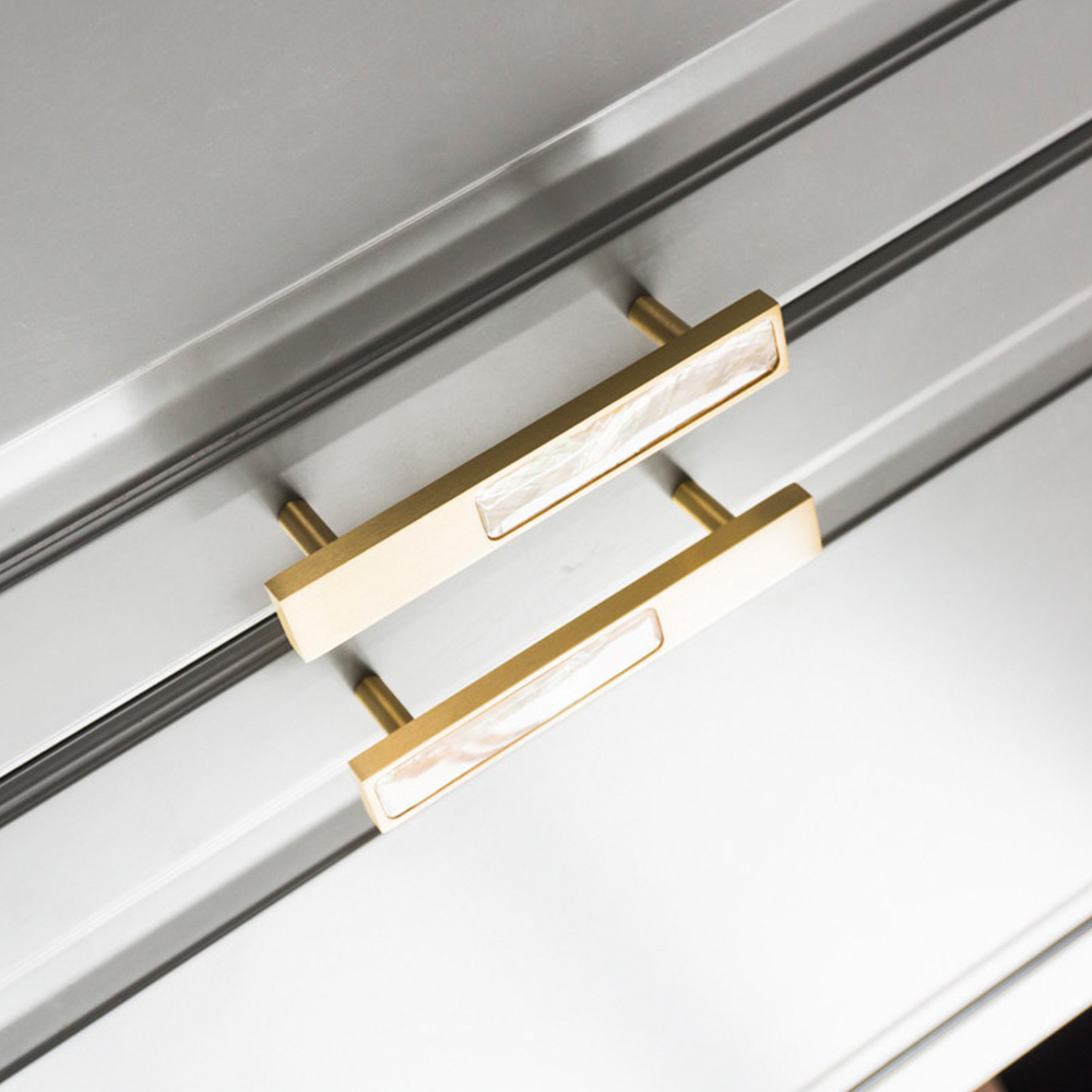 Hexagon Brass Drawer Pulls with Creative Shell Design for Wardrobes