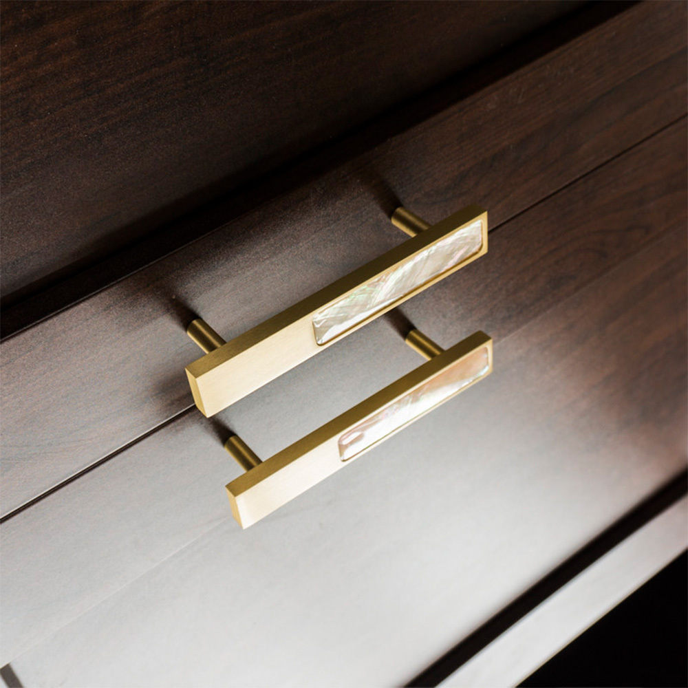Hexagon Brass Drawer Pulls with Creative Shell Design for Wardrobes