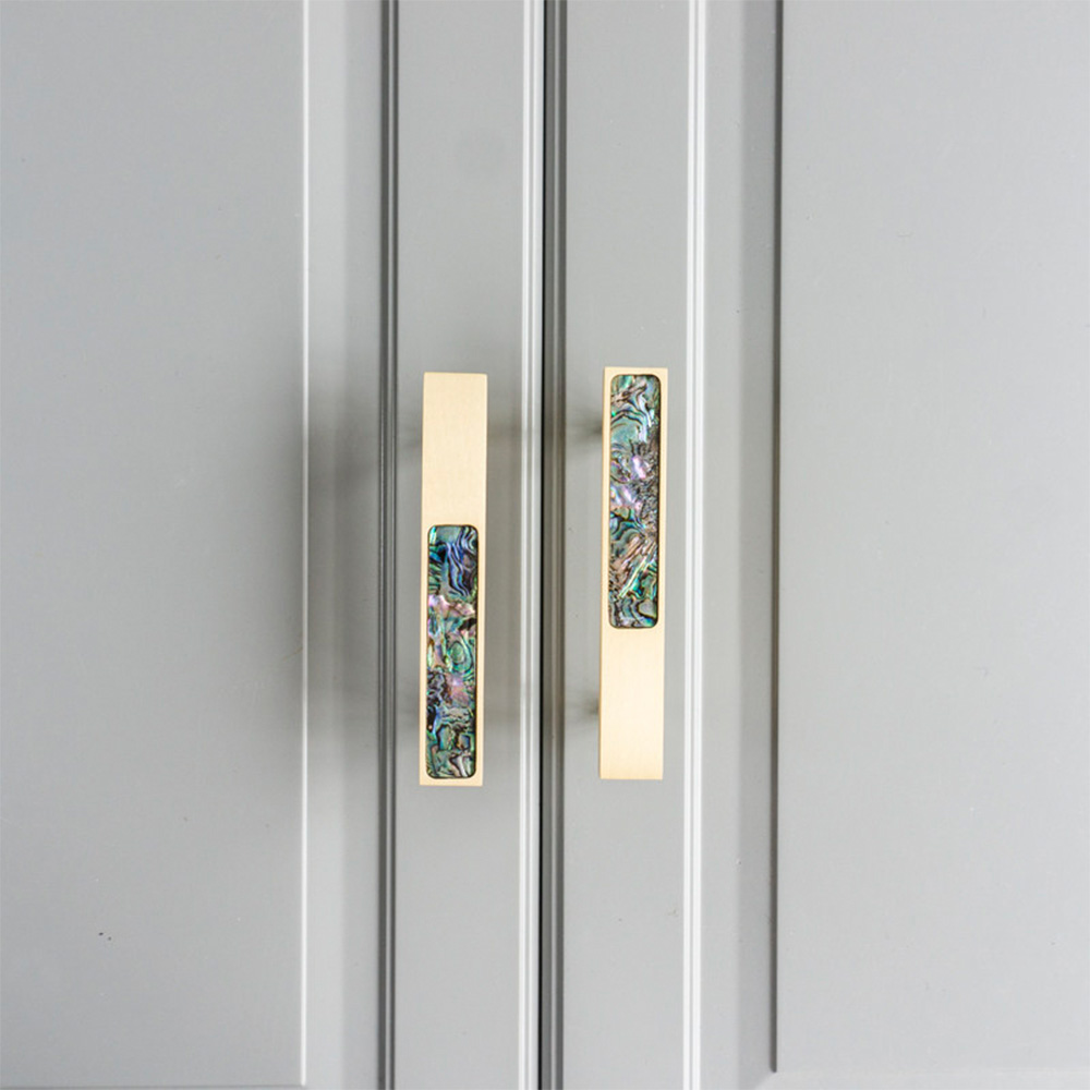 Hexagon Brass Drawer Pulls with Creative Shell Design for Wardrobes