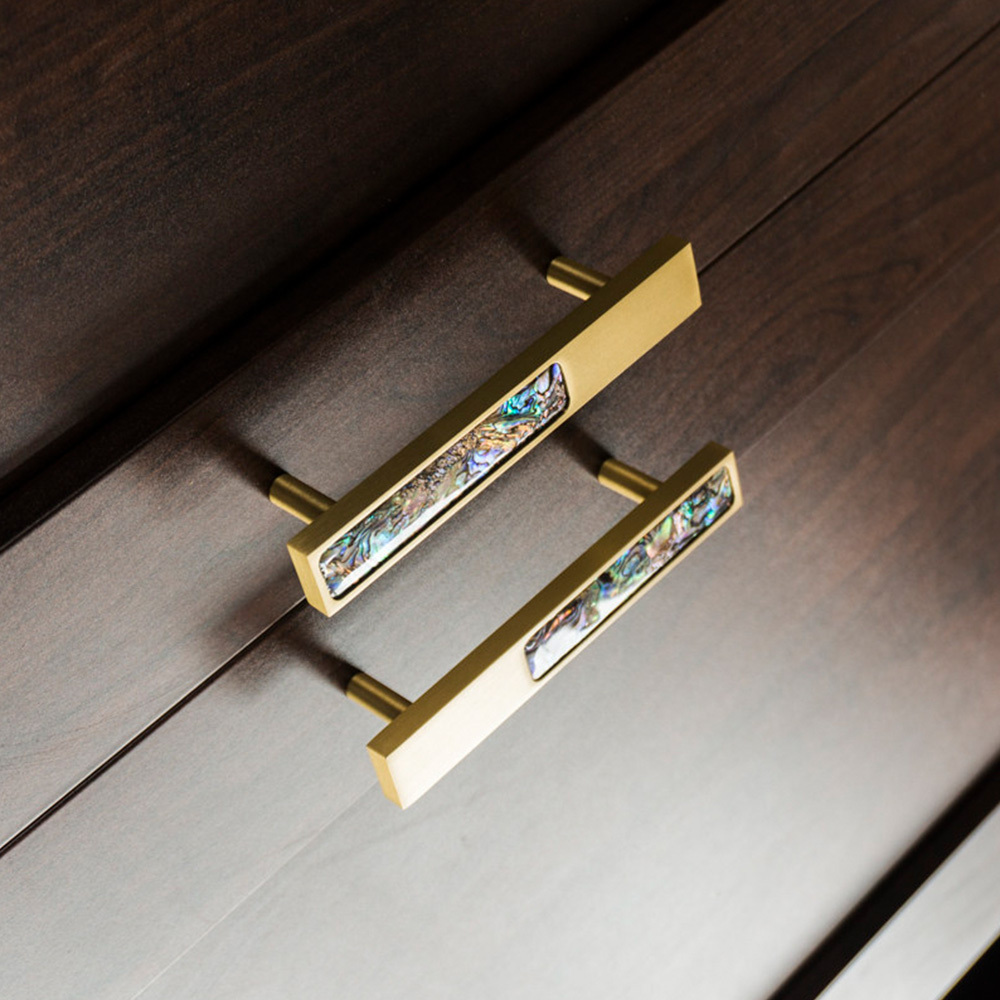 Hexagon Brass Drawer Pulls with Creative Shell Design for Wardrobes