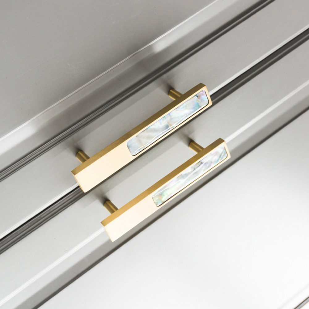 Hexagon Brass Drawer Pulls with Creative Shell Design for Wardrobes