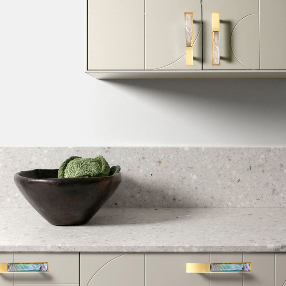 Hexagon Brass Drawer Pulls with Creative Shell Design for Wardrobes