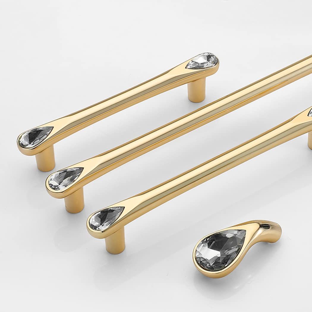 Gold Crystal Kitchen Cabinet Handles -Homdiy