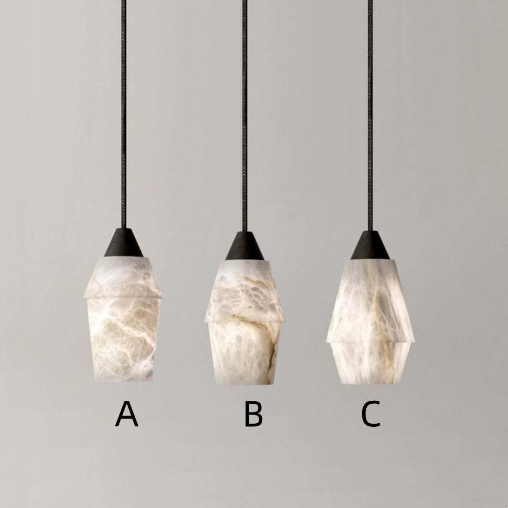 Natural White Mini Marble Alabaster Pendant Lights -Homdiy