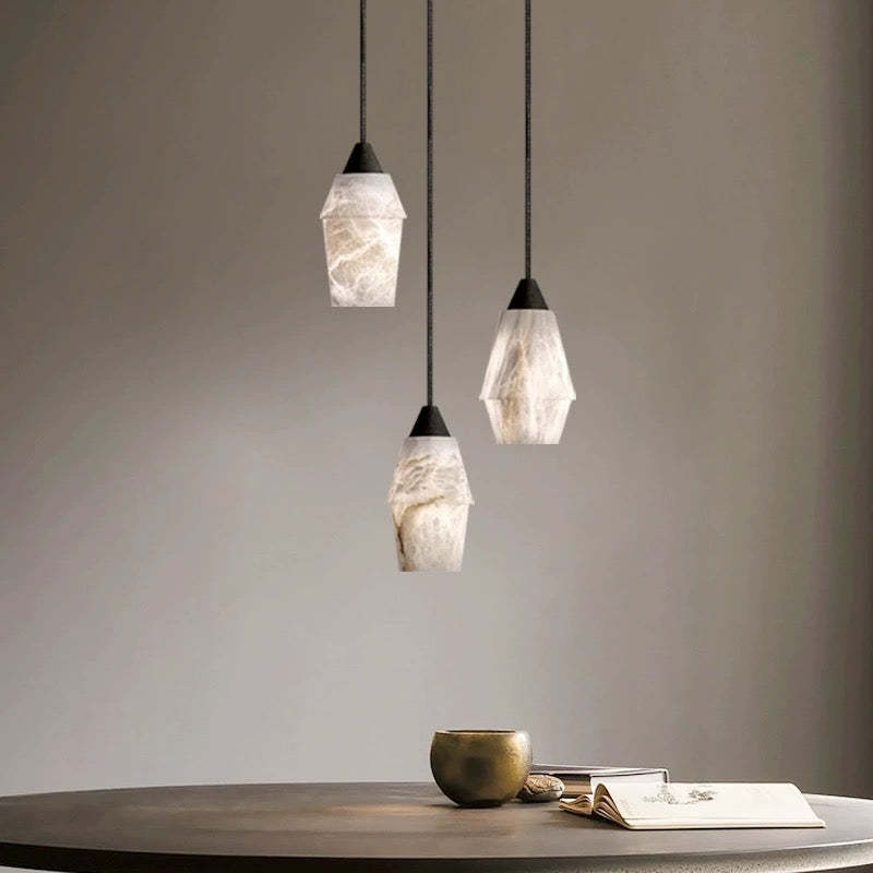 Natural White Mini Marble Alabaster Pendant Lights -Homdiy