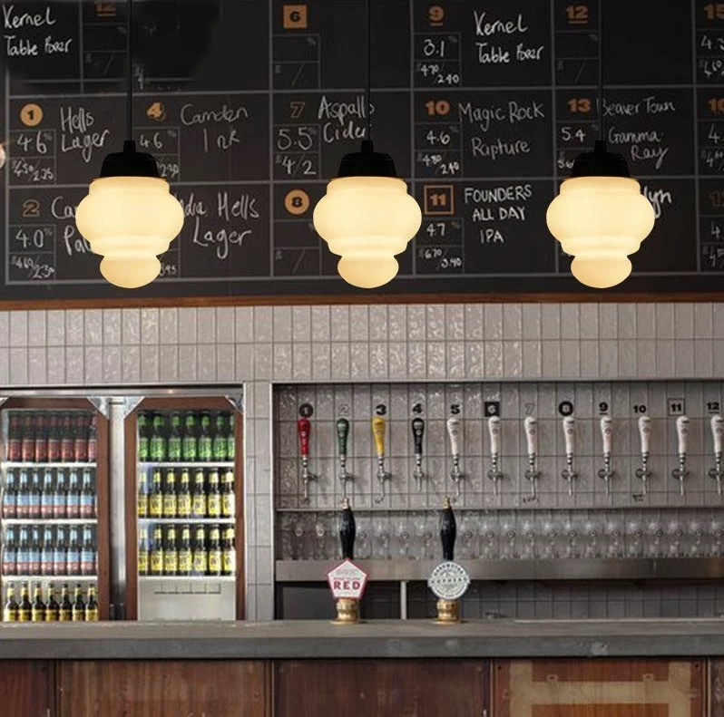 Vintage White Milk Glass Geometric Jar Pendant Light