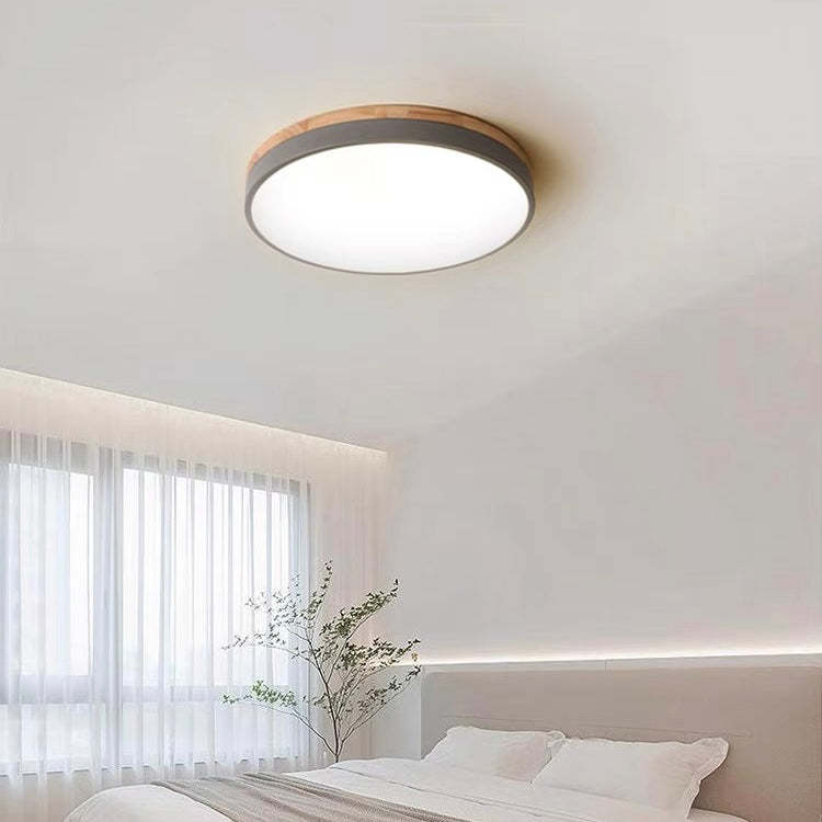 Wood Nordic LED Round Flush Ceiling Light -Homdiy