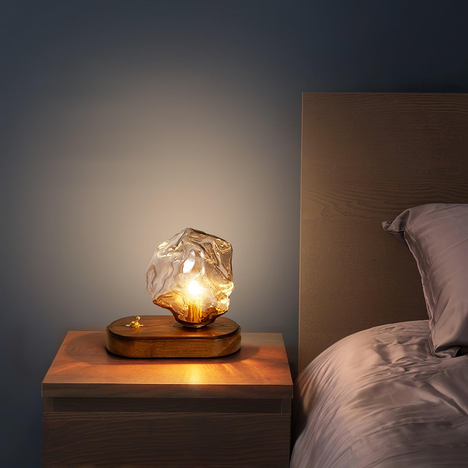 Creative Ice Stone Glass Bedroom Table Lamp -Homdiy