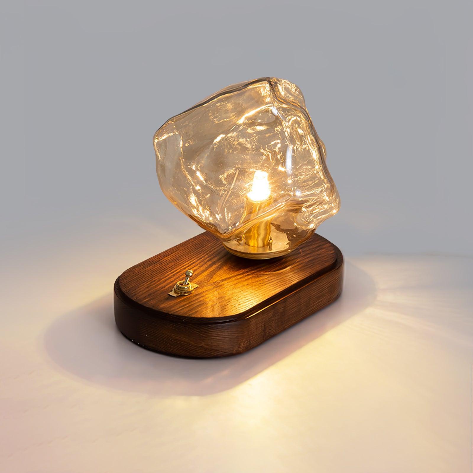 Creative Ice Stone Glass Bedroom Table Lamp -Homdiy