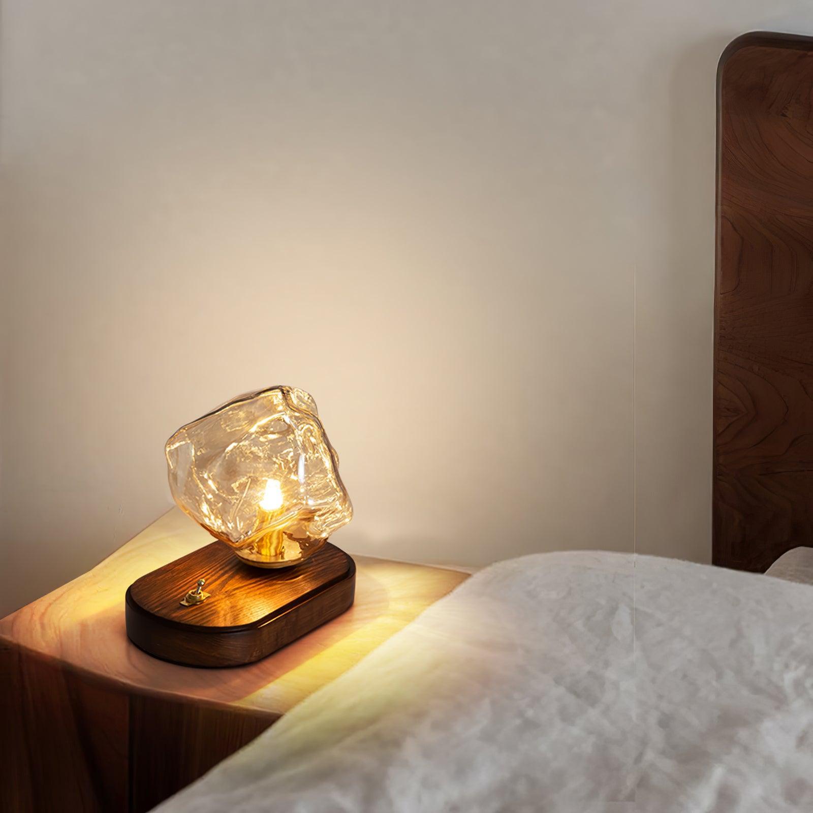 Creative Ice Stone Glass Bedroom Table Lamp -Homdiy