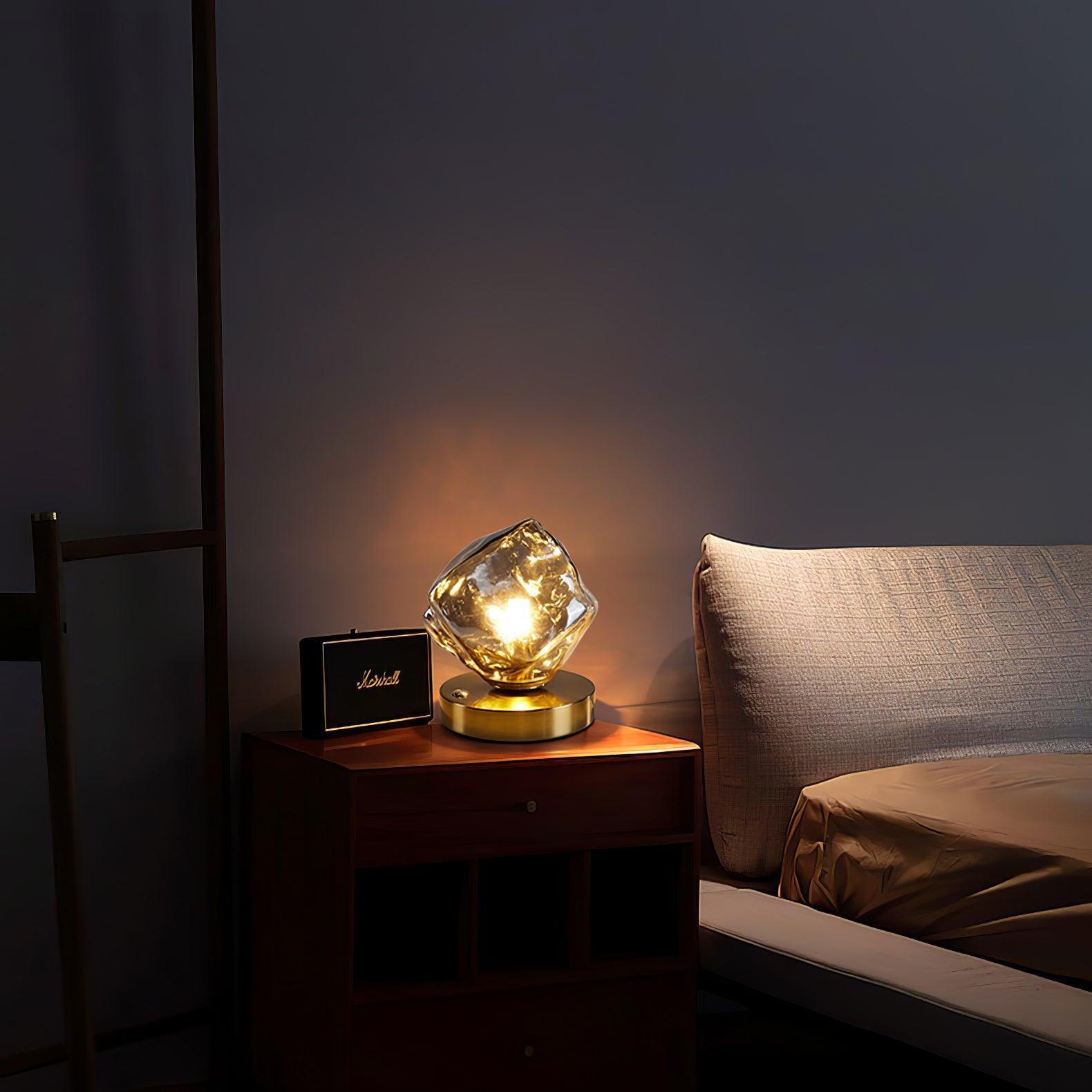Creative Ice Stone Glass Bedroom Table Lamp -Homdiy