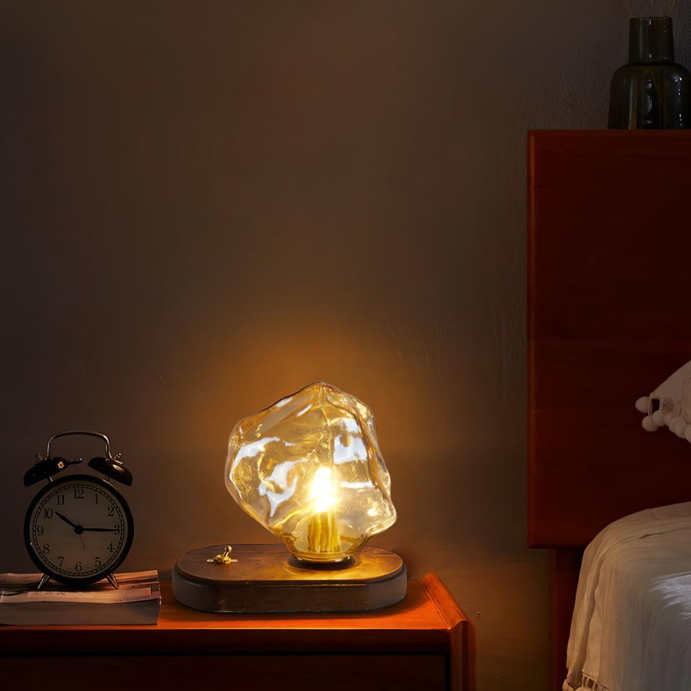 Creative Ice Stone Glass Bedroom Table Lamp -Homdiy