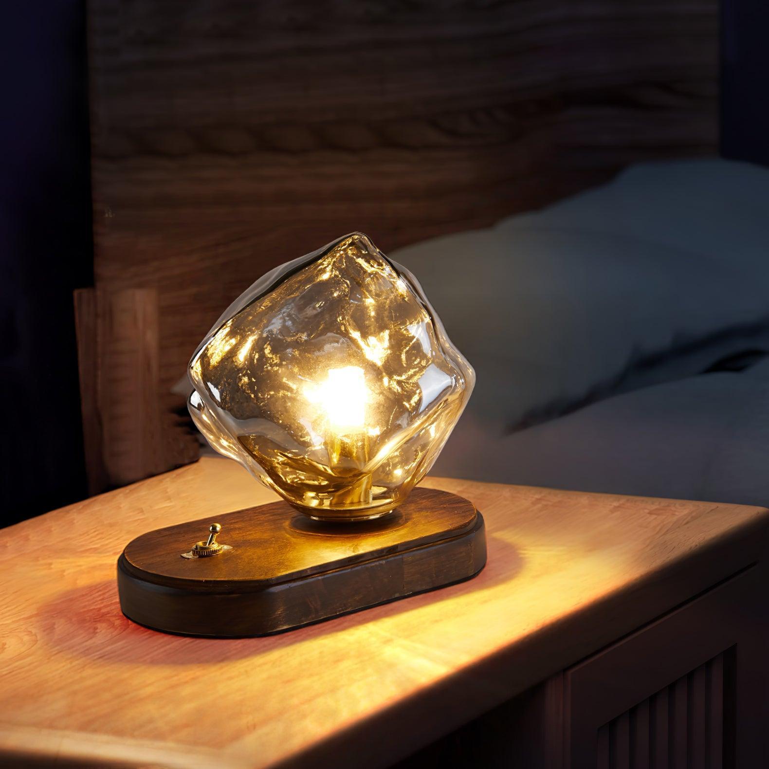 Creative Ice Stone Glass Bedroom Table Lamp -Homdiy